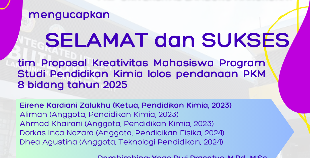 TIM PKM PROGRAM STUDI PENDIDIKAN KIMIA BERHASIL LOLOS PENDANAAN PKM ...